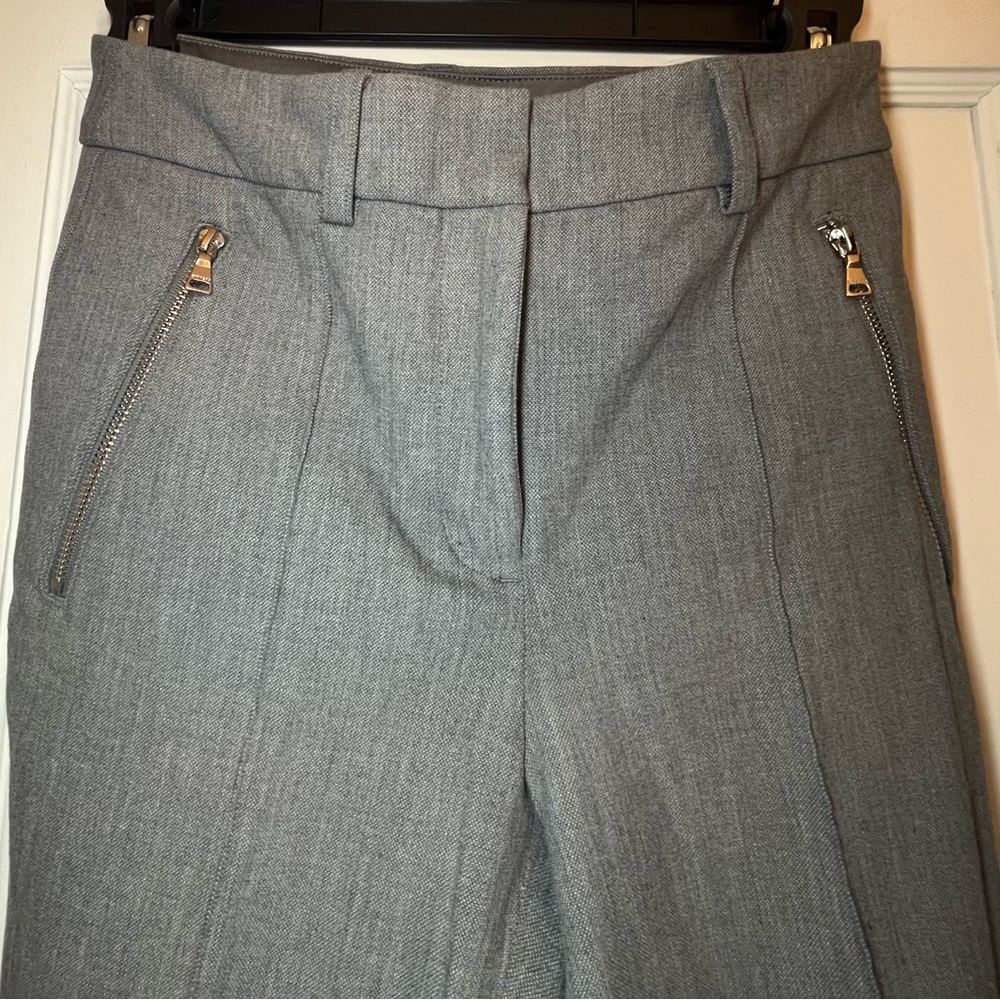 Express skinny high rise gray dress pants for work with silver zippers